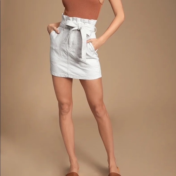 Free People Splendor in the Grass Cream Paper Bag Waist Mini Skirt - Picture 13 of 13